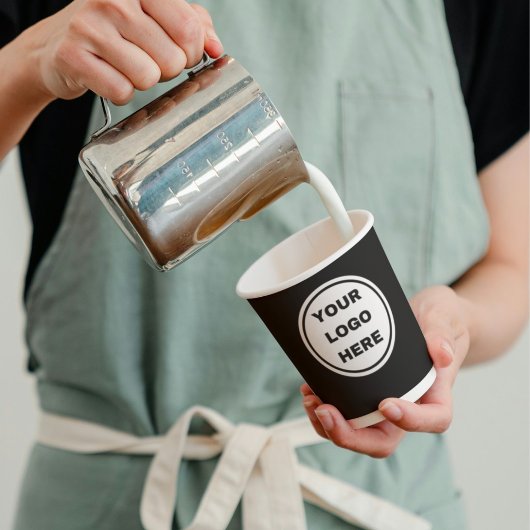 カスタムブラック&ホワイトビジネスコーヒーショップのロゴ 紙コップ