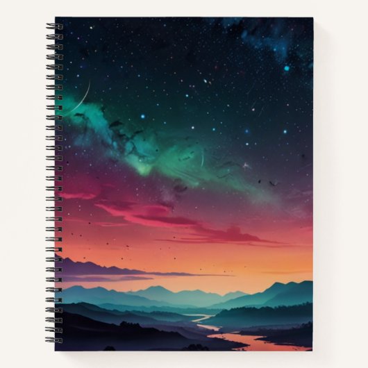 カスタムブラック&ホワイトモノグラムスケッチブック ノートブック (正面)