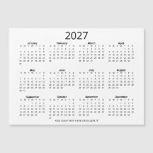 カスタムブラック&ホワイト2027年カレンダー(テキスト入力可能)