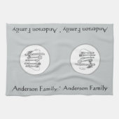 カスタムブラック、ホワイト、グレーシルバーウェアデザイン キッチンタオル (横)