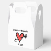 カスタムブラック&レッドラブハート結婚式の引き出物ボックス フェイバーボックス (オープン)