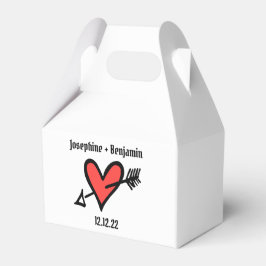 カスタムブラック&レッドラブハート結婚式の引き出物ボックス フェイバーボックス