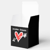 カスタムブラック&レッドラブハート結婚式の引き出物ボックス フェイバーボックス (オープン)