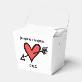 カスタムブラック&レッドラブハート結婚式の引き出物ボックス フェイバーボックス
