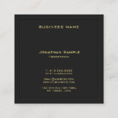 カスタムブラック&金ゴールドテンプレートモノグラエレガントム スクエア名刺 (裏面)
