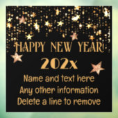 カスタムブラック&金ゴールドハッピーニューイヤー12x12 ウィンドウサイン (シート3)