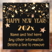 カスタムブラック&金ゴールドハッピーニューイヤー12x12 ウィンドウサイン (シート2)