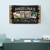 カスタムブラック&金ゴールドフォトバースデーパーティー 横断幕 (トレードショー)