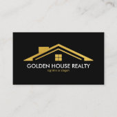 カスタムブラック+金ゴールドホーム不動産仲介業者ラグジュアリーモダン 名刺 (正面)