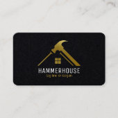 カスタムブラック+金ゴールドホーム建物建築ルクス 名刺 (正面)