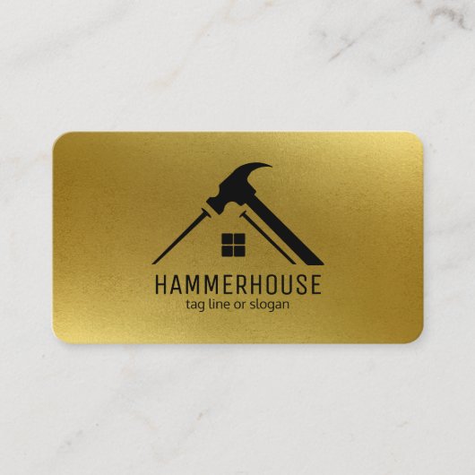 カスタムブラック+金ゴールドホーム建築ハンマー爪、 ネイル 名刺 (正面)