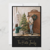 カスタムブラック&金ゴールドミニマリストArch Family写真 シーズンカード (正面)