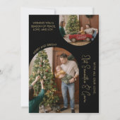 カスタムブラック&金ゴールドミニマリストArch Family写真 シーズンカード (裏面)