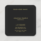 カスタムブラック&金ゴールドモノグラエレガントムイニシャル スクエア名刺 (裏面)