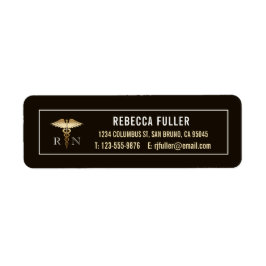 カスタムブラック&金ゴールド看護アドレス ラベル
