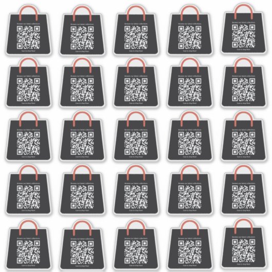 カスタムブラックQRコードショッピングシール シール (正面)