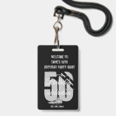 カスタムブラックVIPパスバースデーパーティー招待 バッジ (ストラップ付き表面)