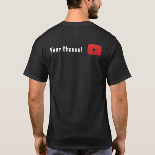 カスタムブラックYouTubeチャンネルロゴTシャツ – 人 Tシャツ (裏面)