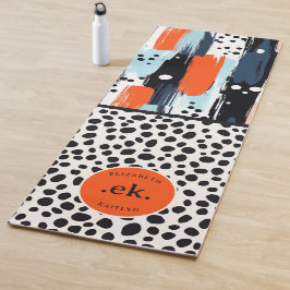 カスタムブラッシュストロークダルマチアン犬の抽象芸術パターン ヨガマット