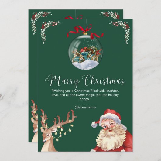 カスタムブランドのグリーンホワイト新婚クリスマス 招待状 (正面/裏面)