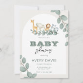 カスタムブランドの緑のサファリベイビーシャワー 招待状 (正面)