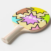 カスタムブランドカラフル漫画名タイポグラフィ 卓球ラケット (正面アングル)