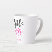 カスタムブランドガールボスタイポグラフィピンクブラック カフェラテマグ (右アングル)