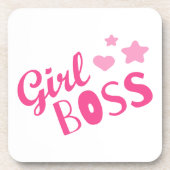カスタムブランドガールボスタイポグラフィピンクブラック コースター (正面)