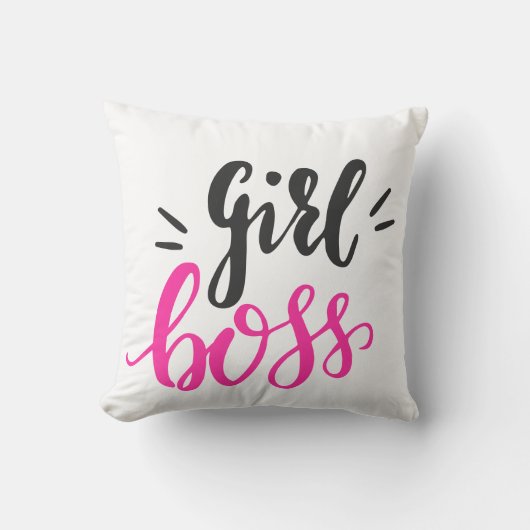 カスタムブランドガールボスタイポグラフィ任意の色 クッション (正面)