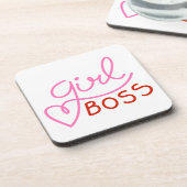 カスタムブランドガールボスピンク赤いハート コースター (左側)