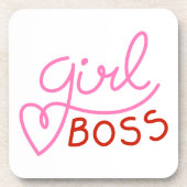 カスタムブランドガールボスピンク赤いハート コースター (正面)