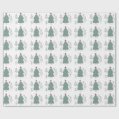 カスタムブランドグリーンブラッククリスマス ラッピングペーパー (フラット)