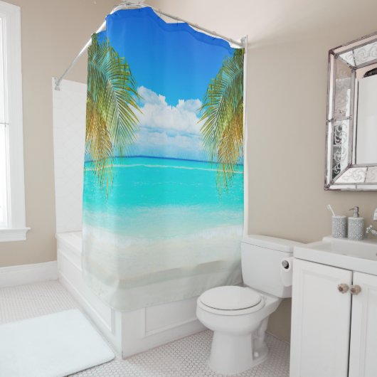 カスタムブランドココナッツツリーエレガントビーチ シャワーカーテン (インサイチュ)