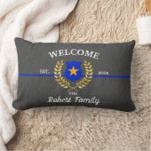 カスタムブランドシンブルーライン警察バッジへようこそ ランバークッション (ブランケット)