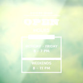 カスタムブランドシンプルホワイトコーヒーショップ営業時間 ウィンドウサイン (シート3)