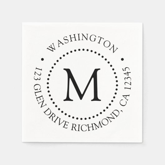 カスタムブランドドットフレームモノグラムナプキン スタンダードカクテルナプキン (正面)