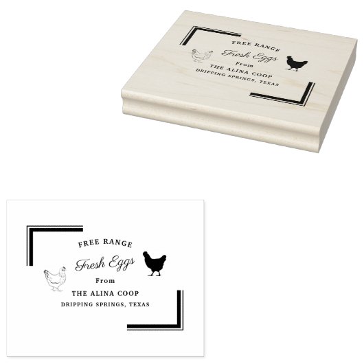 カスタムブランドファームハウスフレッシュエッグス |エッグカートン ラバースタンプ (押印)