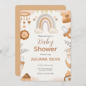 カスタムブランドブラウンウォーター色ベビーシャワー 招待状 (正面/裏面)