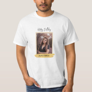 カスタムブランドブラック金ゴールドラグジュアリーハッピーバースデー Tシャツ