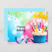 カスタムブランドブルーピンクモダンハッピーバースデー (正面/裏面)