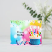 カスタムブランドブルーピンクモダンハッピーバースデー (スタンド正面)