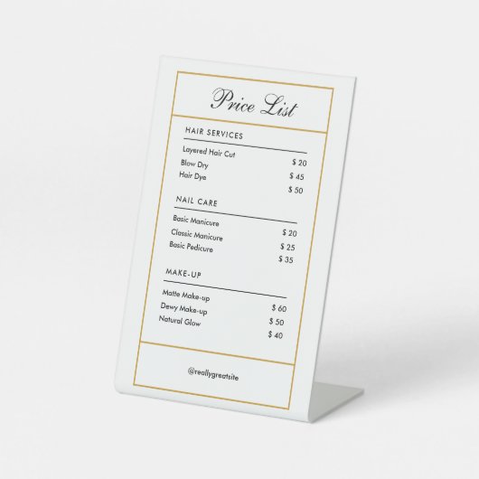 カスタムブランドヘアサービス美しいサロン価格 台座サイン (正面)