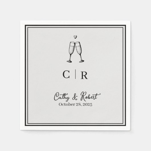 カスタムブランドミニマルとシック | ナプキ結婚ンス スタンダードカクテルナプキン (正面)
