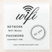 カスタムブランドモダンホテルビジネスロゴWifi ガラスコースター (正面)