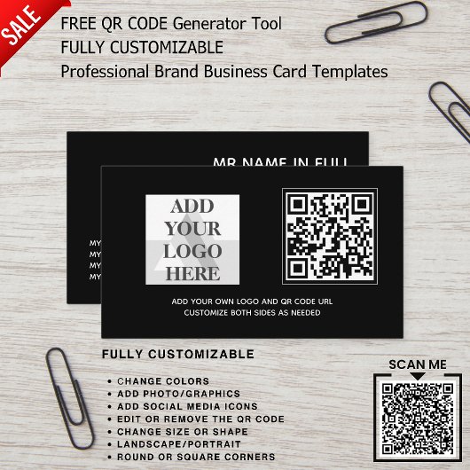 カスタムブランドロゴデザインQRコードテンプレート 名刺