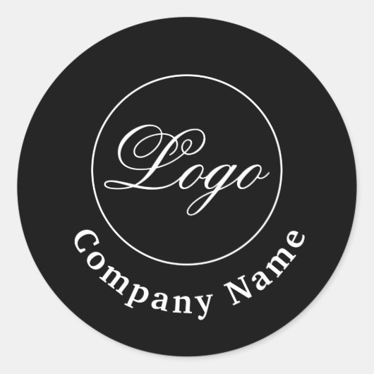 カスタムブランド企業名+ロゴ ブラック ラウンドシール (正面)
