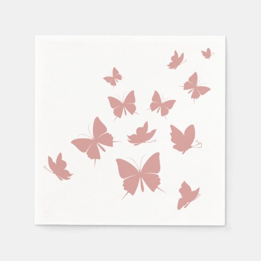 カスタムブランド可愛いピンク飛んでいる蝶 スタンダードカクテルナプキン (正面)