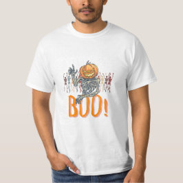 カスタムブランド白とオレンジグランジハロウィーン Tシャツ