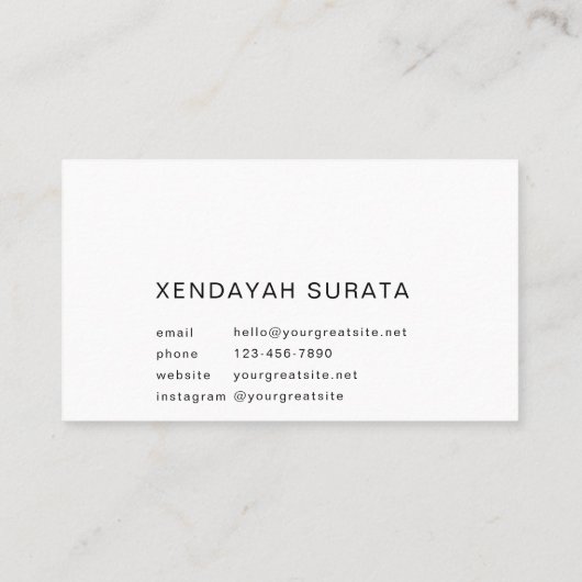 カスタムブランド白と黒のミニマリストラグジュアリー 名刺 (裏面)