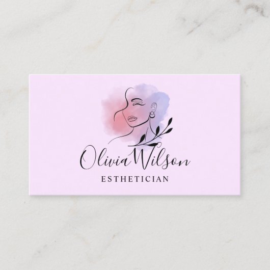 カスタムブランド紫とピンクエステティシャン 名刺 (正面)